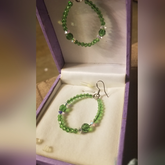 Swarovski Crystal Handmade Hoop Earrings. Sterling Hooks Patrick Green blingy - Picture 4 of 4